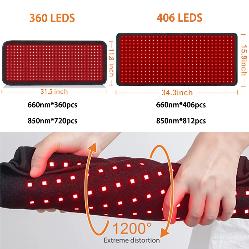 406Pcs Leds Red Light Heating Larger Size Pad 660Nm Waist Back Shoulder Muscle Pain Yoga Mat Relief Relax Infrared Light 850Nm