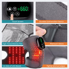 660&850Nm Red Light Knee Massage Belt Heating Shoulder Knee Support Pad 5 Level Heated 3 Modes Knee Brace Belt Rechargeable