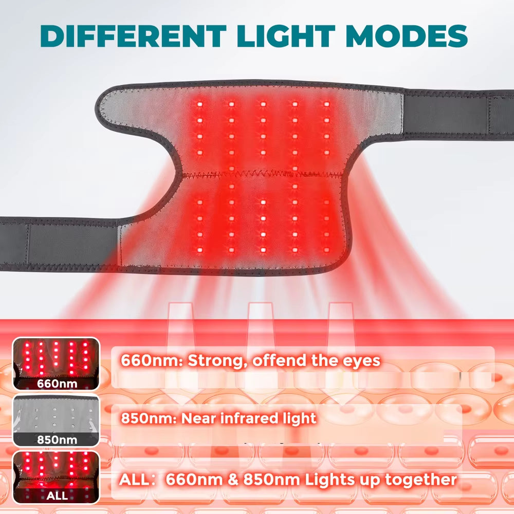 660&850Nm Red Light Knee Massage Belt Heating Shoulder Knee Support Pad 5 Level Heated 3 Modes Knee Brace Belt Rechargeable