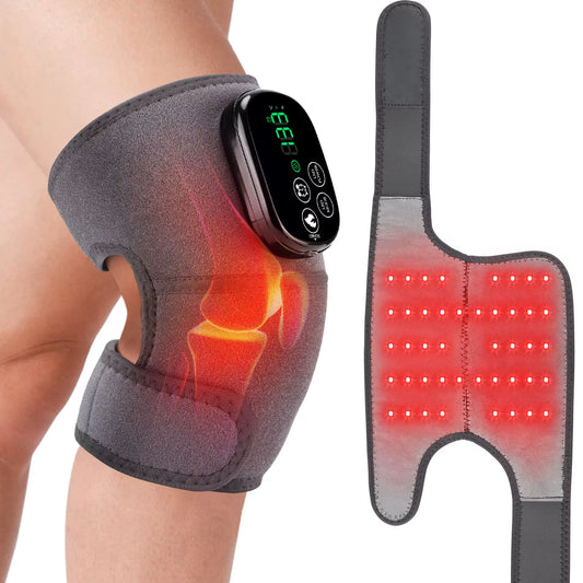 660&850Nm Red Light Knee Massage Belt Heating Shoulder Knee Support Pad 5 Level Heated 3 Modes Knee Brace Belt Rechargeable